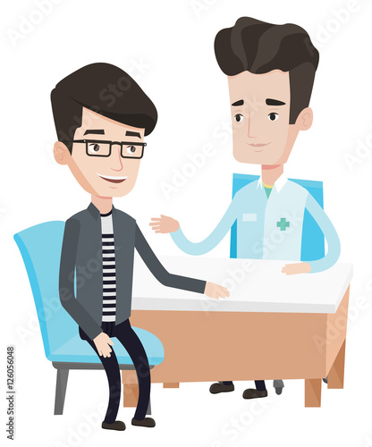 Doctor consulting male patient in office.