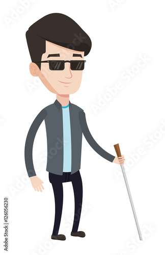 Blind man with stick vector illustration.