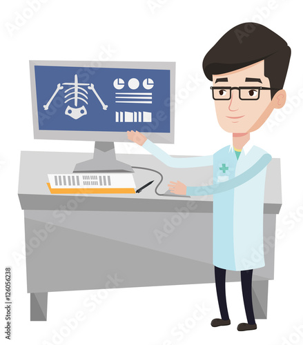 Doctor examining radiograph vector illustration.