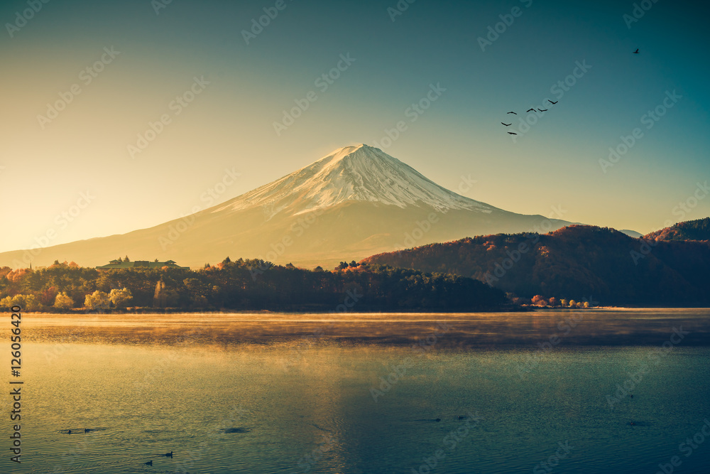 Mount fuji at Lake kawaguchiko,Sunrise