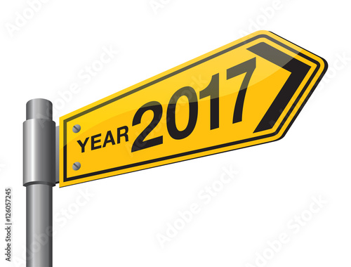 Happy New Year 2017 road sign