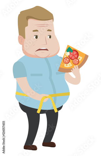 Man measuring waistline vector illustration.