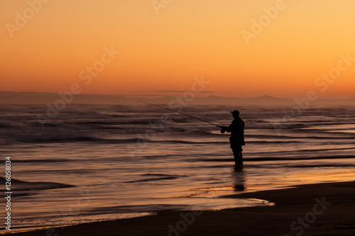 Silhouette of Fisherman at Sunset - Stockton Beach, Port Stephens