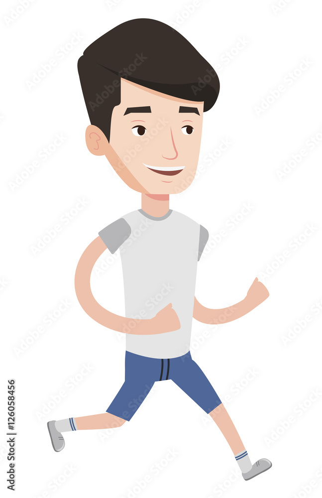 Young man running vector illustration.