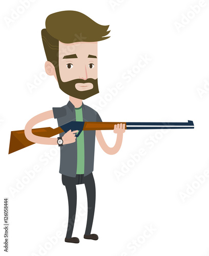 Hunter ready to hunt with hunting rifle.
