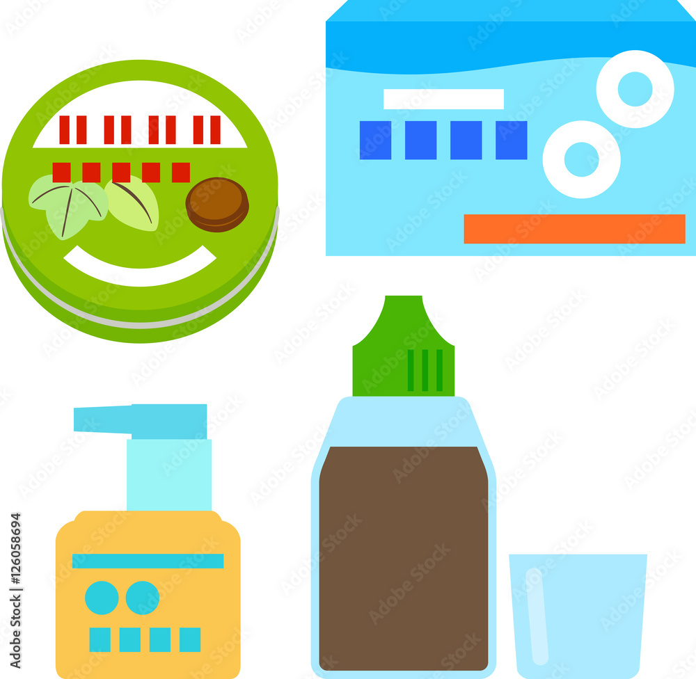 のど飴 トローチ うがい薬のイラストセット Stock Vector Adobe Stock