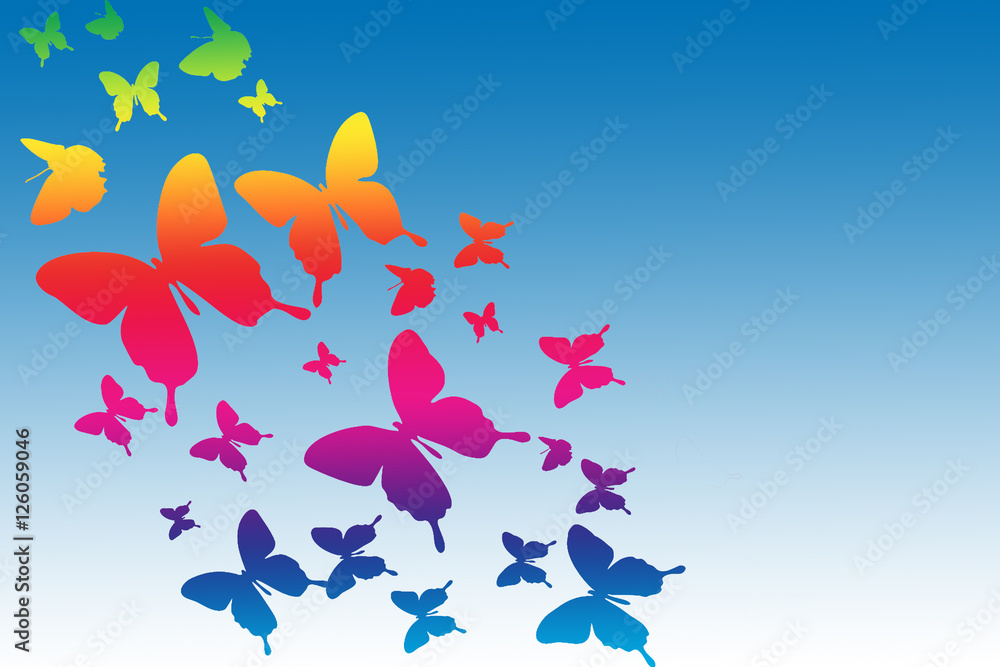 Fototapeta Butterflies flying in the sky