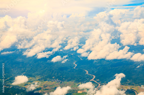 high angle view Thailand on the air plane