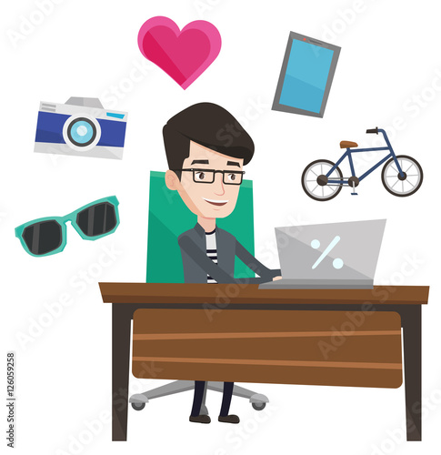 Man shopping online vector illustration.