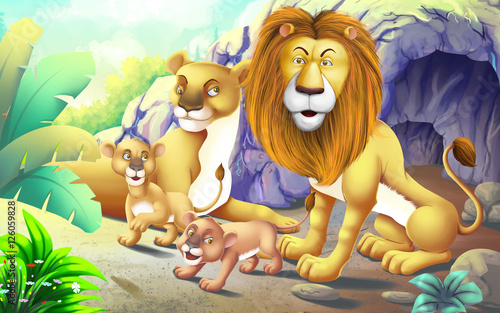 The lion and the jackal cub...