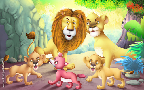 The lion and the jackal cub...