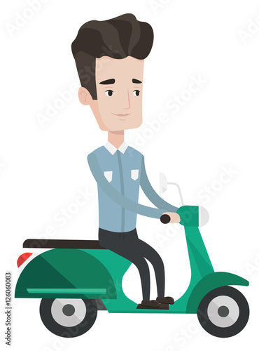 Man riding scooter vector illustration.