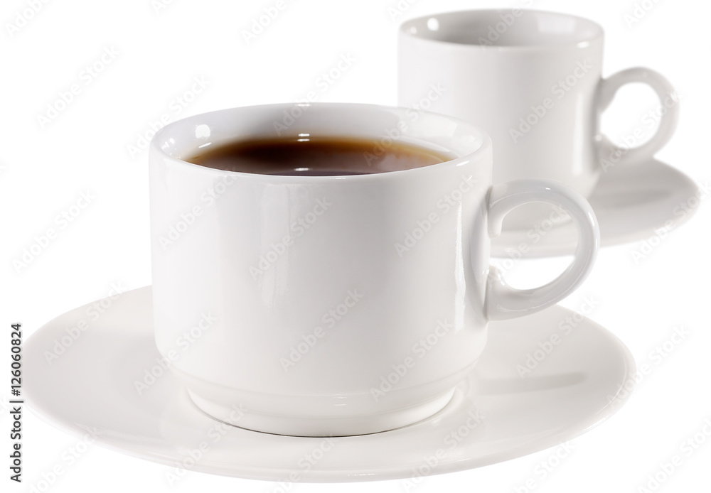 Cup of coffee and empty cup Cup of coffee and empty cup
