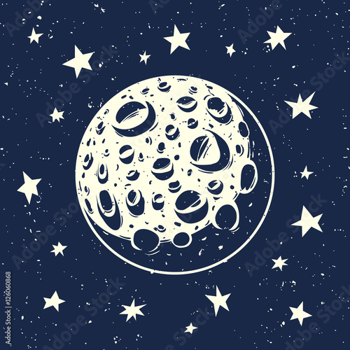 Vector illustration of the moon and stars.