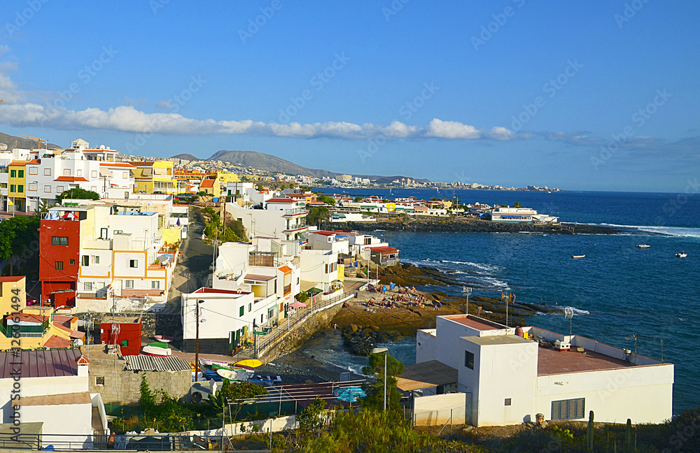 View on La Caleta village on the south of Tenerife,Canary Islands,Spain.Travel or vacation concept.