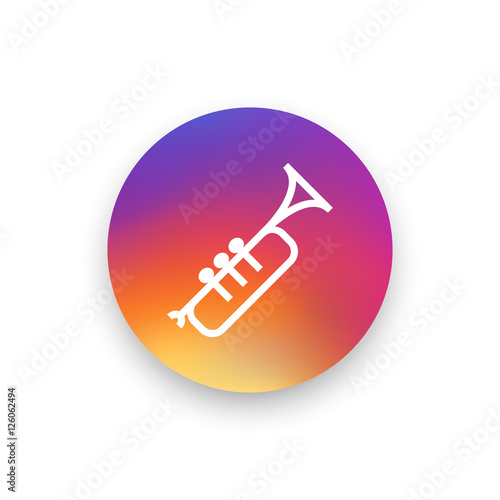Trumpet icon vector, clip art. Also useful as logo, circle app icon, silhouette and illustration.