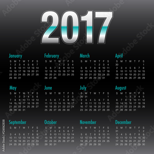 Year 2017 Calendar vector design template