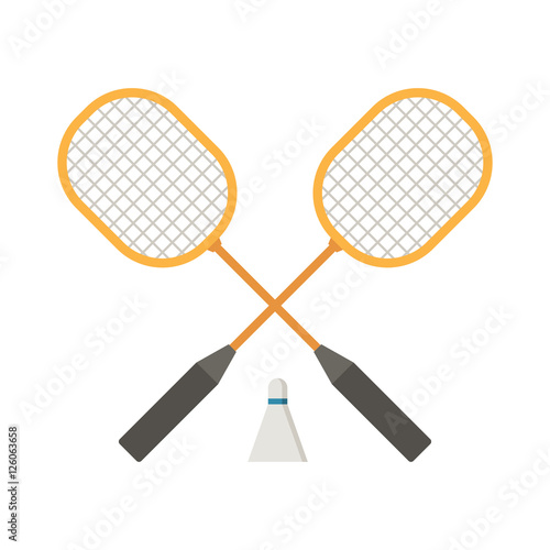 Crossed badminton rackets and volant vector illustration.