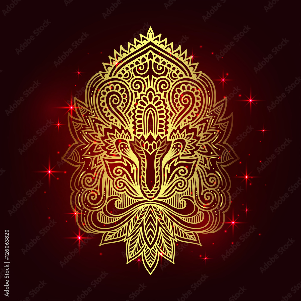 Vector Indian hand drawn hamsa with ethnic ornaments. Beautiful India ethnica ornament. Folk Henna tattoo style Vector Indian hand drawn hamsa with ethnic ornaments. Beautiful India ethnica ornament. Folk Henna tattoo style