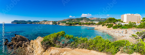 Panoramic view to the coast of Spain Majorca Peguera beaches Platja de la Romana and de Tora photo