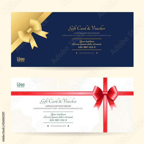 Elegant gift voucher or gift card template with shiny red and go