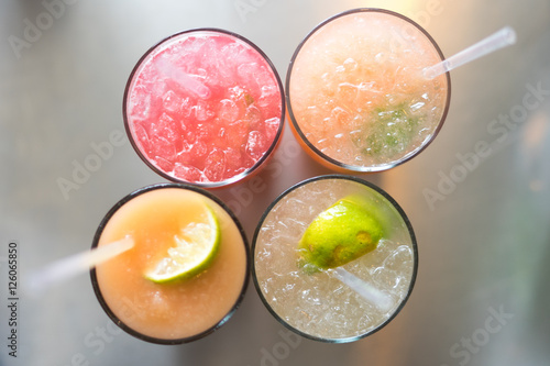 Four colorful drinks