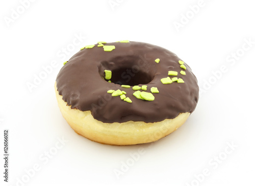 chocolate donut on white background