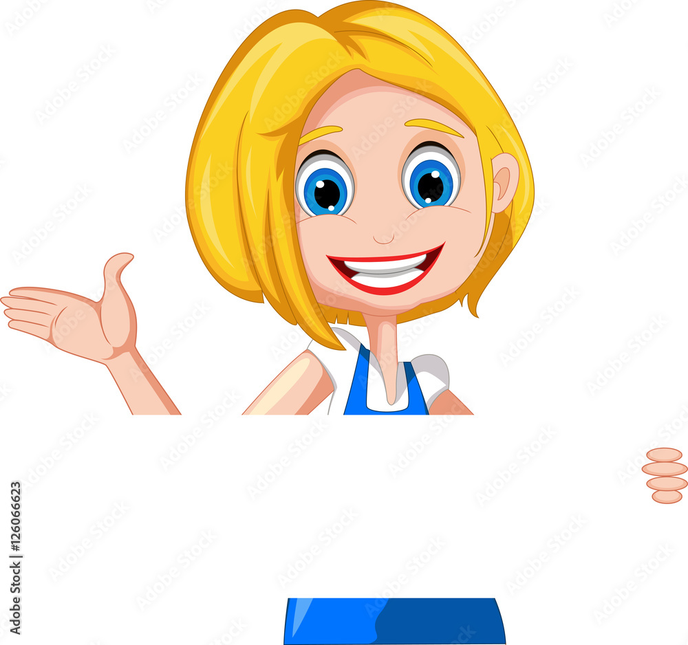 cute mom cartoon with blank sign cute mom cartoon with blank sign