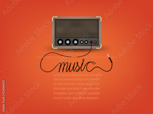 Tableau sur toile info graphic design vector of old antique radio vintage speaker with music text