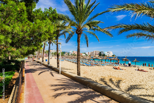 Majorca Spain Coast Beach Seafront of Magaluf photo