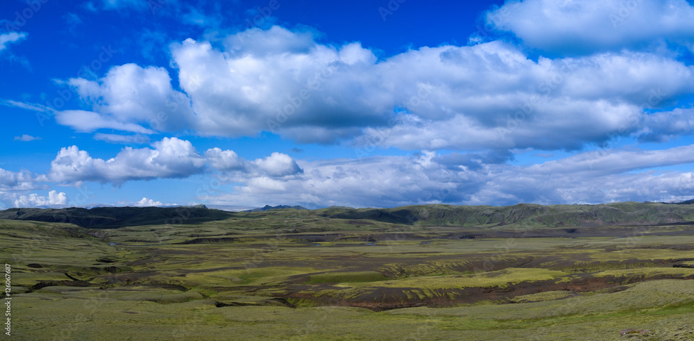 Landscape of Lakagigar valley in central Iceland