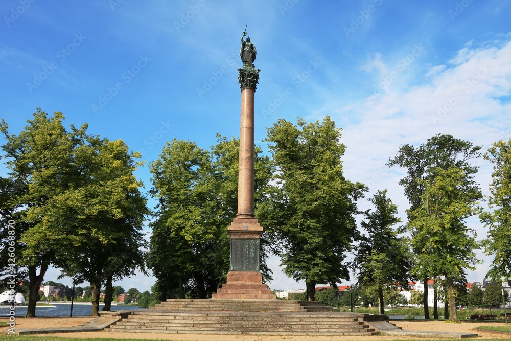 Victory Column in Old Garden in Schwerin, Mecklenburg Vorpommern Germany