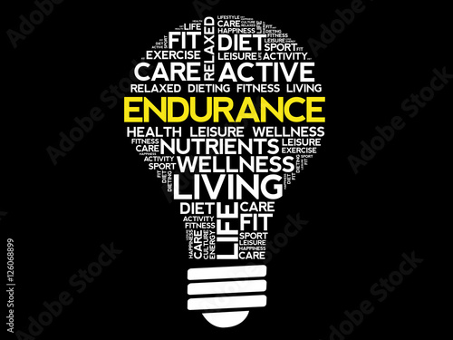 ENDURANCE bulb word cloud collage, health concept background