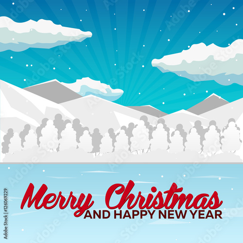 Winter. Sea and mountain landscape, neverending vector illustration, cartoon background for game design. Game location.
