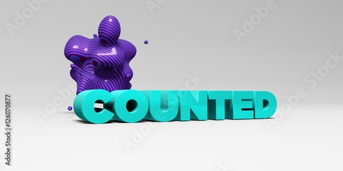 COUNTED - color type on white studiobackground with design element - 3D rendered royalty free stock picture. This image can be used for an online website banner ad or a print postcard.