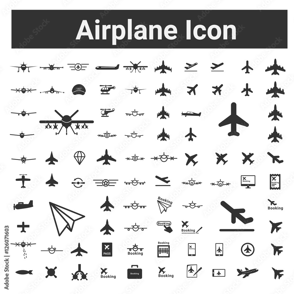 Naklejka premium Airplane Icon, Figther Plnae, Jet Missile helicopter , Vector i