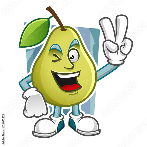 Peace pear mascot, pear character, pear vector