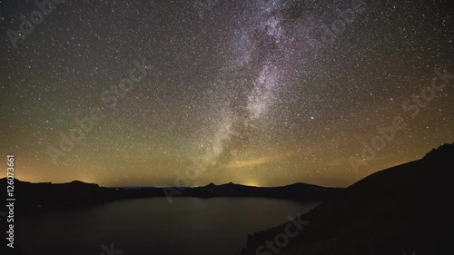Time lapse of milky way over crator lake Oregon photo