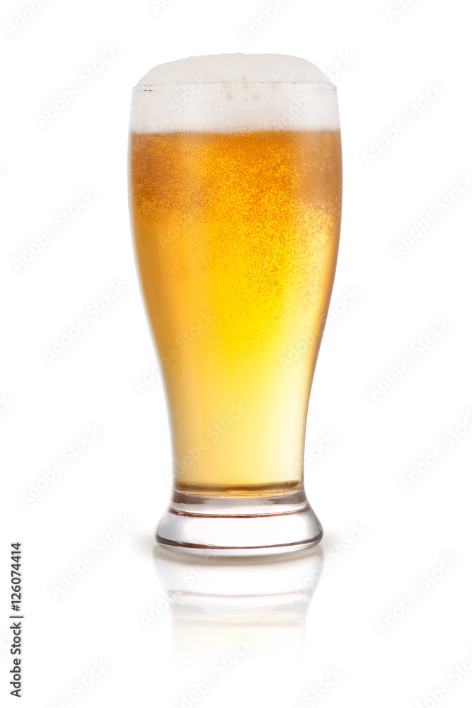 Fresh beer in a glass isolated on a white background Fresh beer in a glass isolated on a white background