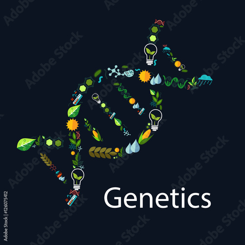 Genetics conceptual dna shape emblem