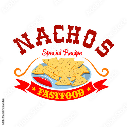 Nachos mexican corn chips fast food menu emblem