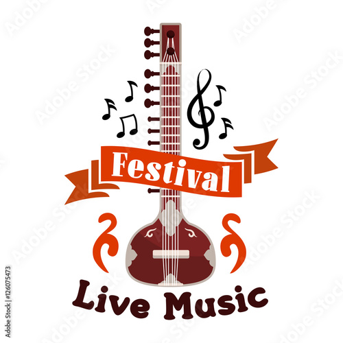Live folk ethnic music festival vector emblem