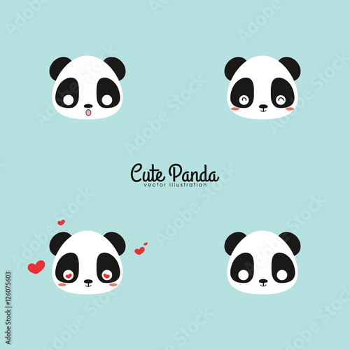 Fototapeta Naklejka Na Ścianę i Meble -  Cute panda faces