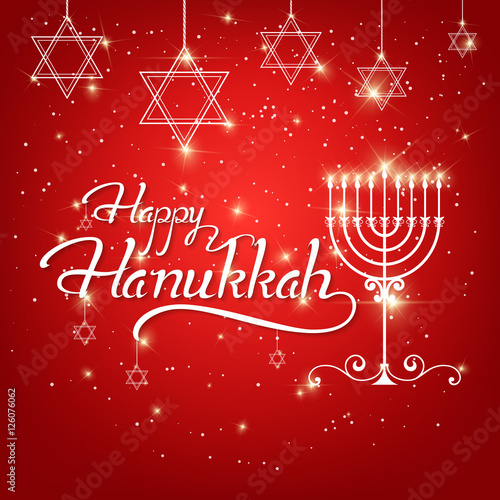 Happy Hanukkah greeting lettering