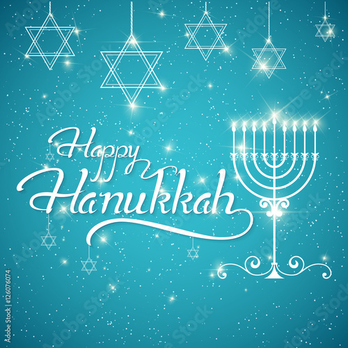 Happy Hanukkah greeting lettering