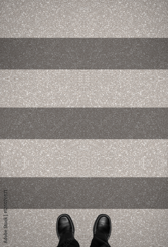 Fototapeta premium Zebra Crossing with Shoes Standing Still