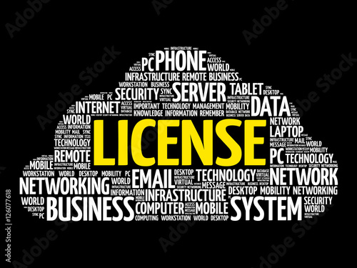 LICENSE word cloud collage, technology concept background