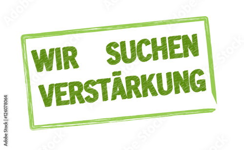 Wir suchen Verstärkung Text Stempel grün
