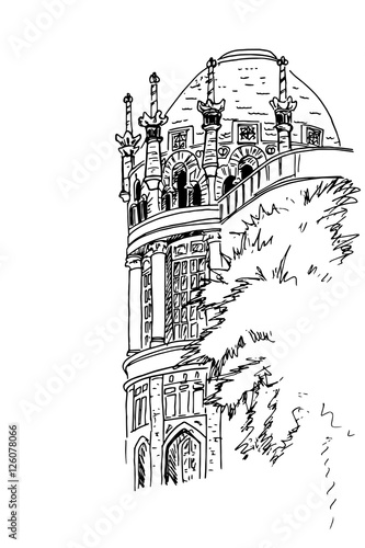 Hospital de la Santa Creu i Sant Pau. Barcelona. Spain. Vector sketch.