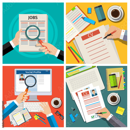 Set of job interview concept